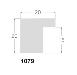 Rå Hvid liste m/sort kant, 20 x 20 mm - Billede 2