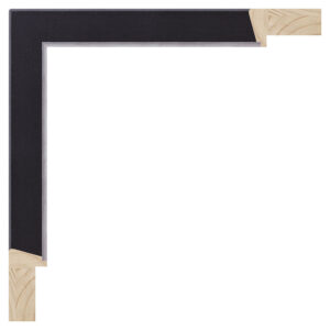 Mat sort m/smal sølv, 23 x 40 mm