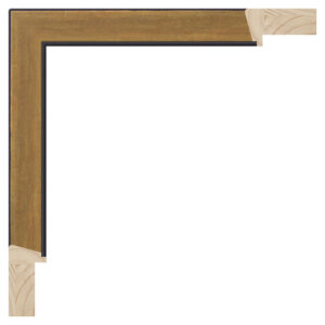 Mat sort m/bred guld, 23 x 40 mm