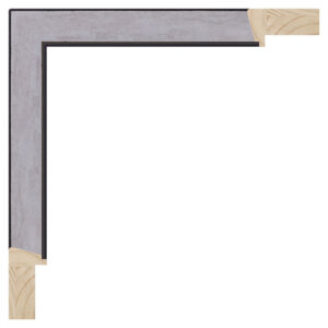 Mat sort m/bred sølv, 23 x 40 mm