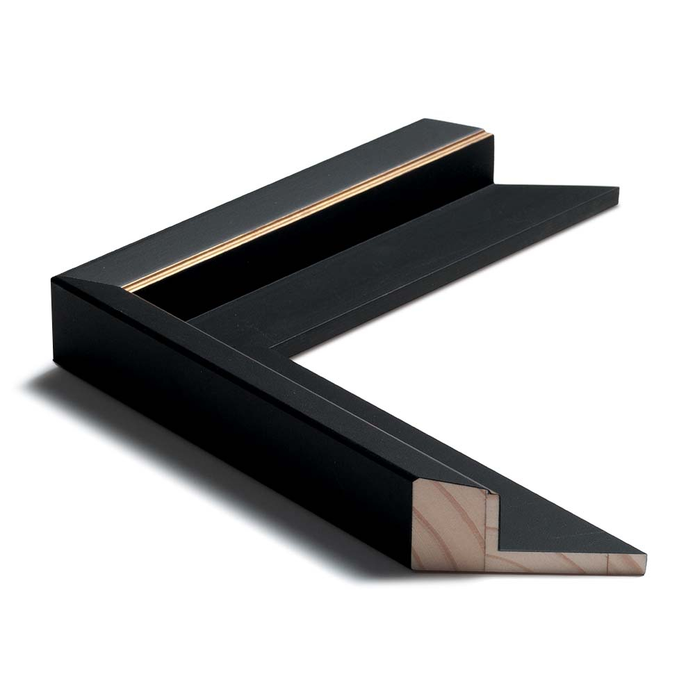 Mat sort m/smal guld svævel., 60 x 40 mm - Billede 3