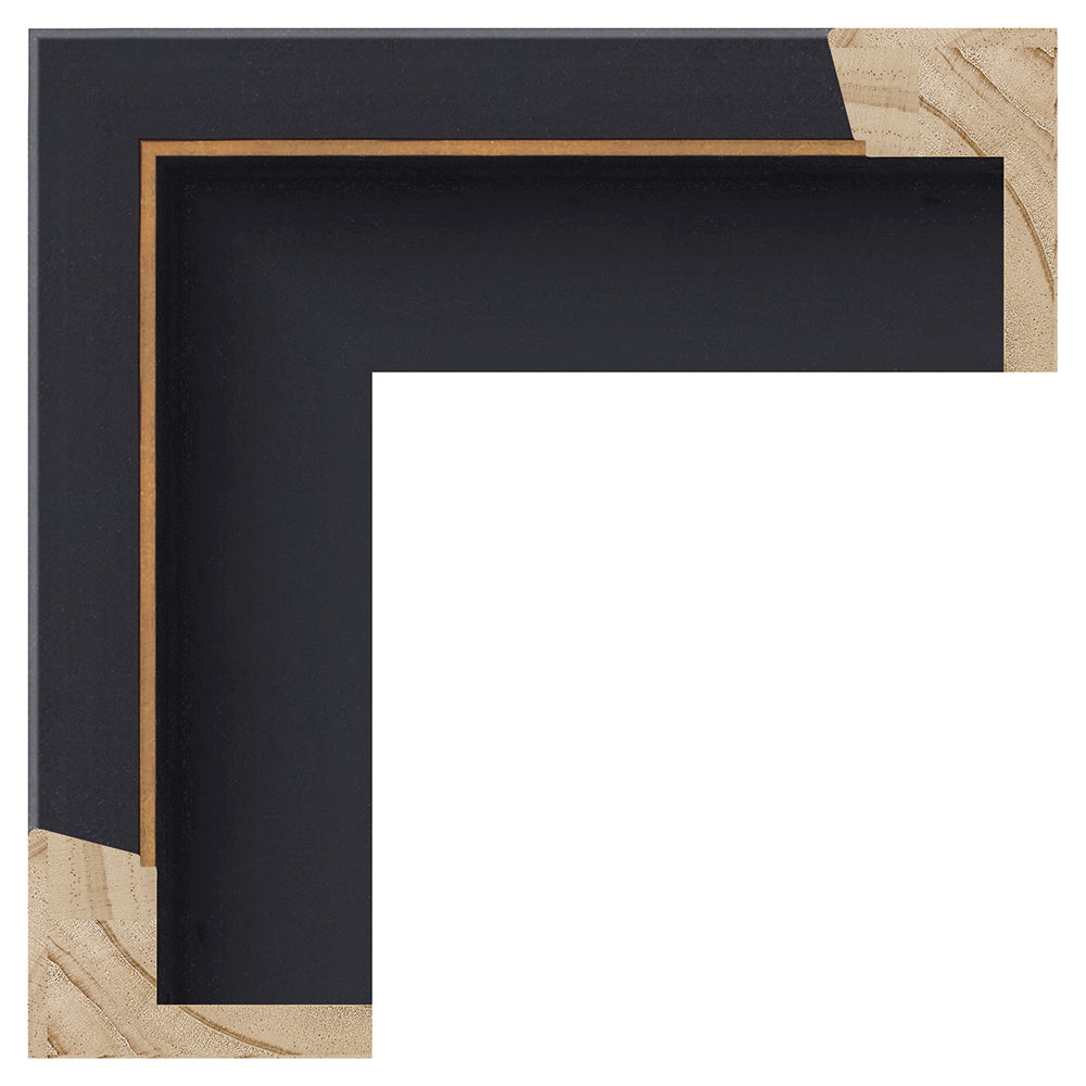 Mat sort m/smal guld svævel., 60 x 40 mm