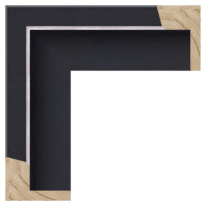 Mat sort m/smal sølv svævel., 60 x 40 mm