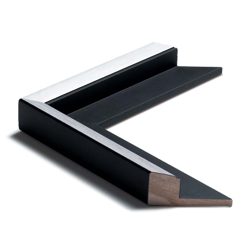 Mat sort m/bred sølv svævel., 60 x 40 mm - Billede 3