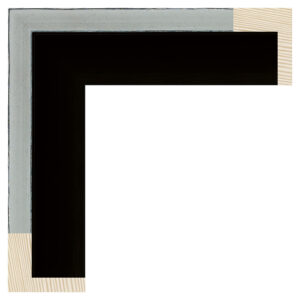 Sølv svæveliste m/sort kant, 49 x 37 mm