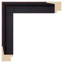 Svæveliste rå sort lakeret med rød kant 35 x 45 mm