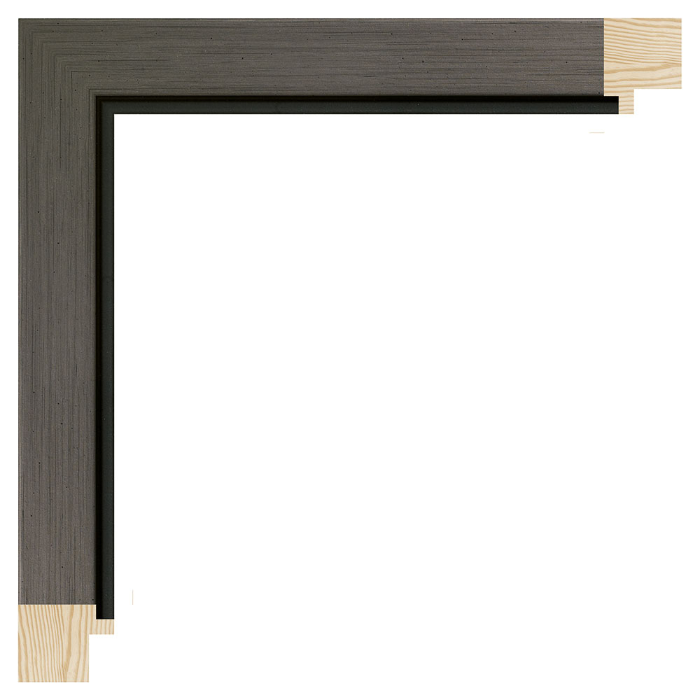 Børstet antracit liste m/sort næse, 26 x 21 mm