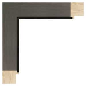 Børstet antracit liste m/sort næse, 37 x 30 mm