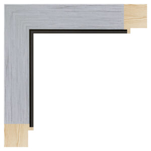 Børstet sølv liste m/sort næse, 37 x 30 mm