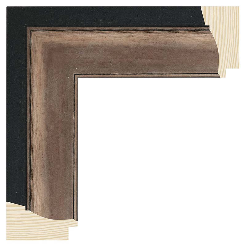 Oxysølv/sort liste, 55 x 29 mm