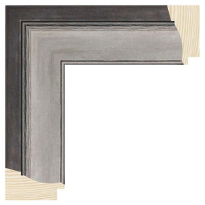 Mørk sølvgrå/sort liste, 55 x 29 mm