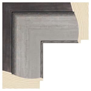 Lys sølvgrå/sort liste, 85 x 38 mm