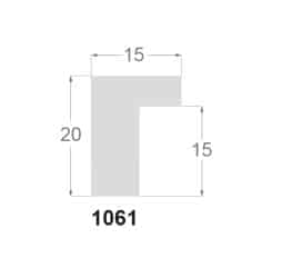 Hvid liste med træstruktur, 15 x20 mm - Billede 2