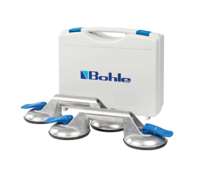 2 stk. Veribor glas sugekop, 2-kop håndtag i kuffert