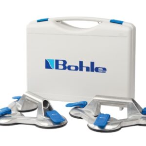 2 stk. Veribor glas sugekop, 3-kop håndtag i kuffert